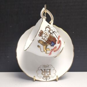 Coronation of Queen Elizabeth 2nd Staffordshire Bone China Tea Cup and Saucer